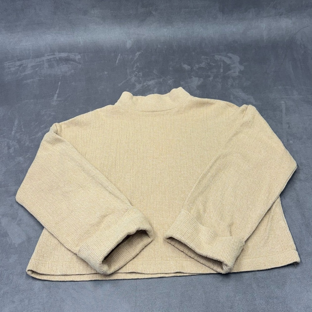 Zara Cozy Cream Women's basic crop top knit Sweater size M cropped turtle neck